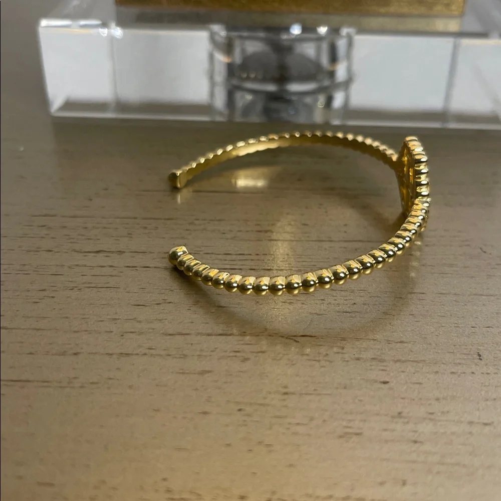 Tory Burch Gold Beaded Hexagon Cuff Bracelet - Picture 2 of 4